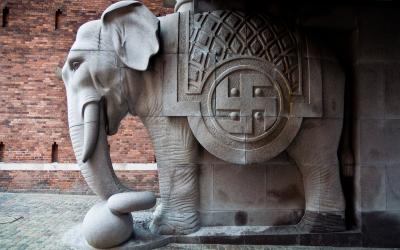 elephant statue with swastika in Carlsberg factory, Copehagen, Denmark