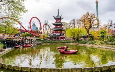 Tivoli Gardens in Copenhagen .