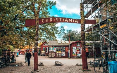 Copenhagen, Denmark. Christiania district entrance