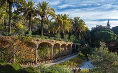 Famous Park Guell designed by Antoni Gaudi in Barcelona, Spain.