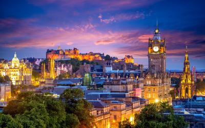 Aerial view from calton hill, edinburgh, scotland, uk