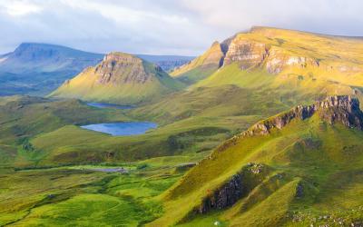 The Trotternish Peninsular from The Quiraing, Isle of Skye, Inner Hebrides, Scottish Highlands, Scotland, UK