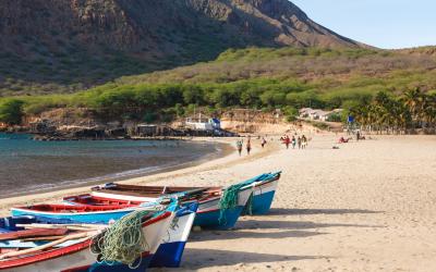 Fisher boats in Tarrafal beach in Santiago island in Cape Verde (2)