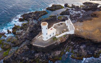 Aerial view of Praia lighthouse in Santiago   Capital of Cape Verde Islands